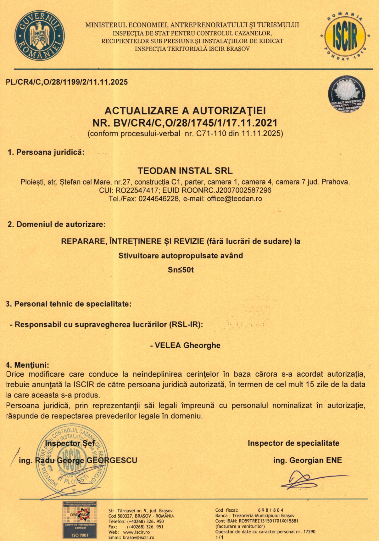 Autorizatie stivuitoare 2025